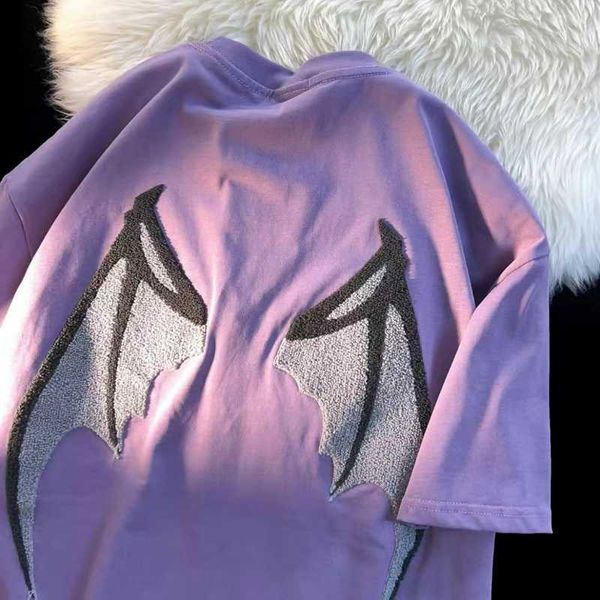 men's t-shirts y2k street flocking little devil embroidered wings short-sleeved t-shirt for men and women 2023 loose trend versatile co, White;black
men's t-shirts y2k street flocking little devil embroidered wings short-sleeved t-shirt for men and women 2023 loose trend versatile co, White;black