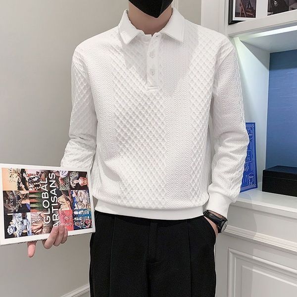 men's polos spring long-sleeved polo shirt british plaid polo neck hoodie men's autumn loose long-sleeved design sense 230510, White;black
men's polos spring long-sleeved polo shirt british plaid polo neck hoodie men's autumn loose long-sleeved design sense 230510, White;black