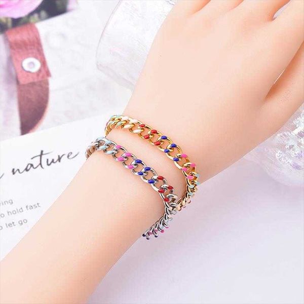 wholesale colorful chain bracelet personality simple stainless steel titanium special interest design trendy for women, Black
wholesale colorful chain bracelet personality simple stainless steel titanium special interest design trendy for women, Black