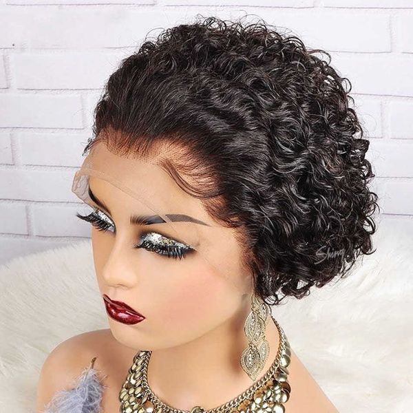 hair wigs pixie cut human lace short bob curly transparent for women pre plucked line 230510, Black
hair wigs pixie cut human lace short bob curly transparent for women pre plucked line 230510, Black