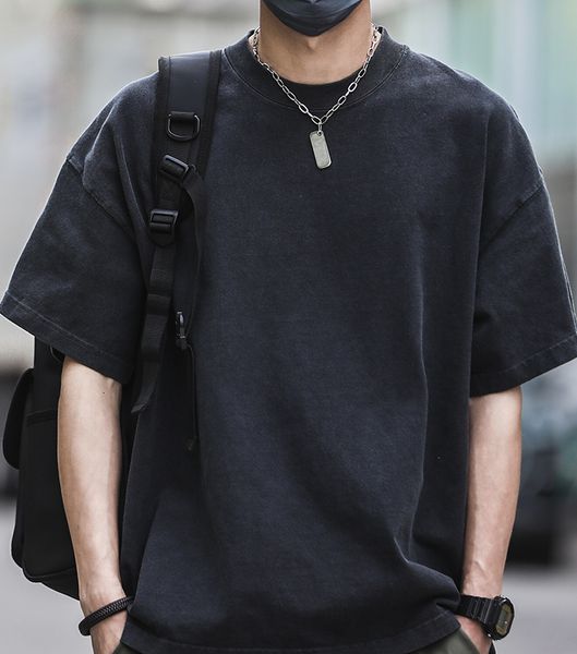 men's t-shirts m4377 pure cotton simple short sleeved t-shirt for men korean style versatile loose washed and worn five quarter sleeves, White;black
men's t-shirts m4377 pure cotton simple short sleeved t-shirt for men korean style versatile loose washed and worn five quarter sleeves, White;black
