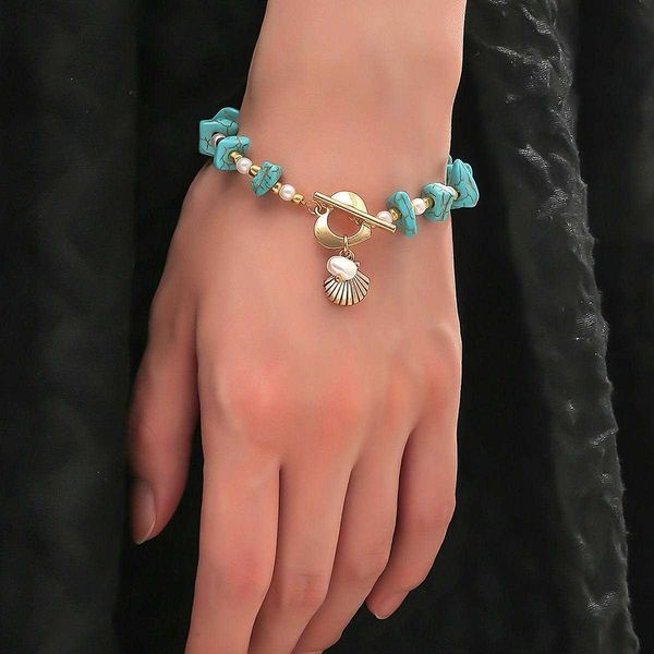 ornament irregular strand turquoise gravel bracelet string beads natural stone shell pendant ot buckle, Black
ornament irregular strand turquoise gravel bracelet string beads natural stone shell pendant ot buckle, Black