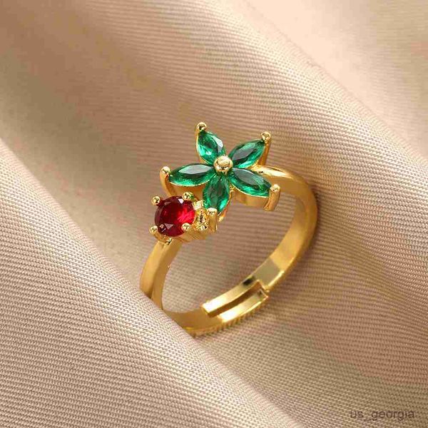 band rings zircon green flower rings for women fashion crystal adjustable finger rings stainless steel jewelry wedding gift, Silver
band rings zircon green flower rings for women fashion crystal adjustable finger rings stainless steel jewelry wedding gift, Silver