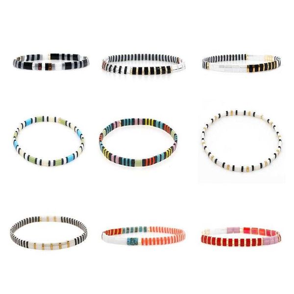 bohemian ethnic style strand vintage glass tila beads black and white weaving striped beaded bracelet for women
bohemian ethnic style strand vintage glass tila beads black and white weaving striped beaded bracelet for women
