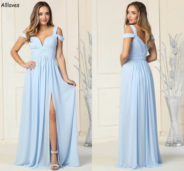 light sky blue flowy chiffon a line prom dresses plus size off the shoulder pleated long bridesmaid formal wear split floor length evening p, Black
light sky blue flowy chiffon a line prom dresses plus size off the shoulder pleated long bridesmaid formal wear split floor length evening p, Black