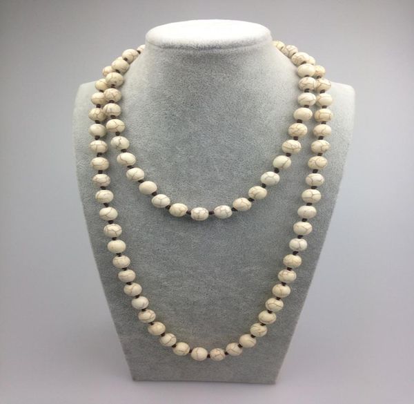 st0011 10mm white turquoise knot 42 inch long stone beads women necklace handmade jewelry8418853, Silver
st0011 10mm white turquoise knot 42 inch long stone beads women necklace handmade jewelry8418853, Silver