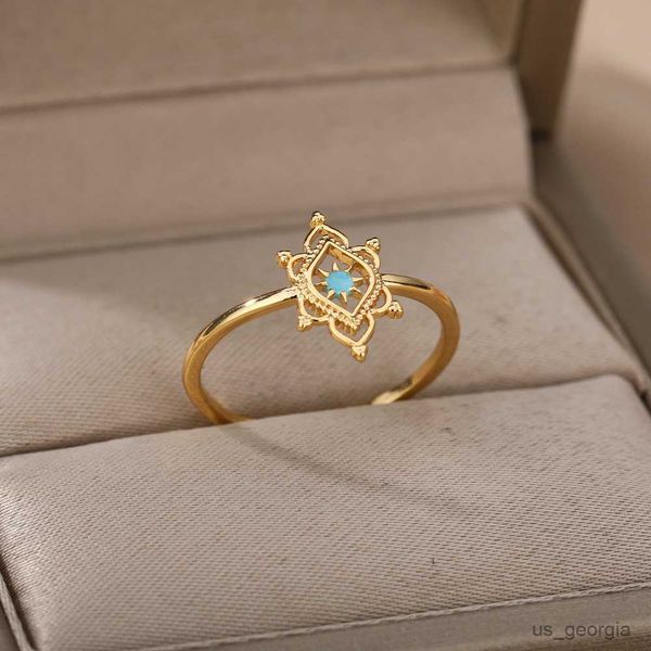band rings opal hexagonal star flower ring for women stainless steel hollow out pattern geometry ring femme party wedding jewelry gift, Silver
band rings opal hexagonal star flower ring for women stainless steel hollow out pattern geometry ring femme party wedding jewelry gift, Silver