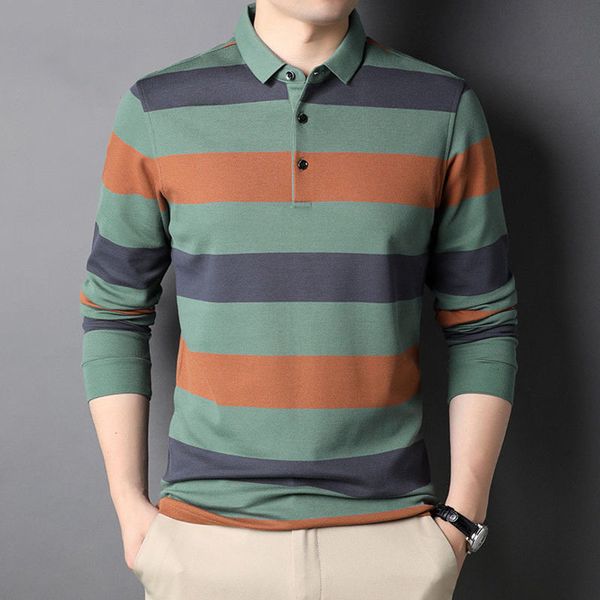 men's polos fashion men long sleeve striped polo shirts spring autumn business office lapel male clothes basic streetwear casual loose, White;black
men's polos fashion men long sleeve striped polo shirts spring autumn business office lapel male clothes basic streetwear casual loose, White;black