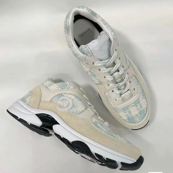Image of Designer Cycling Footwear CC Sneakers Woman Luxury Shoes Fashion Lace-up Shoe Woman Hiking Trainers Outdoor Daily Wear Blue
