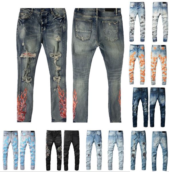 men's jeans 23ss men fashion holes trouser embroidery pants hip hop distressed zipper trousers for women, Blue
men's jeans 23ss men fashion holes trouser embroidery pants hip hop distressed zipper trousers for women, Blue