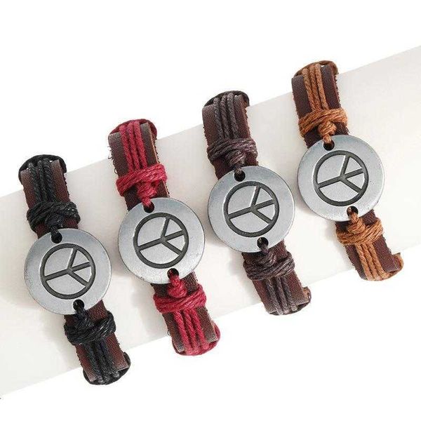 ornament personality weave vintage cattle leather bracelet simple peace logo men wristband, Golden;silver
ornament personality weave vintage cattle leather bracelet simple peace logo men wristband, Golden;silver