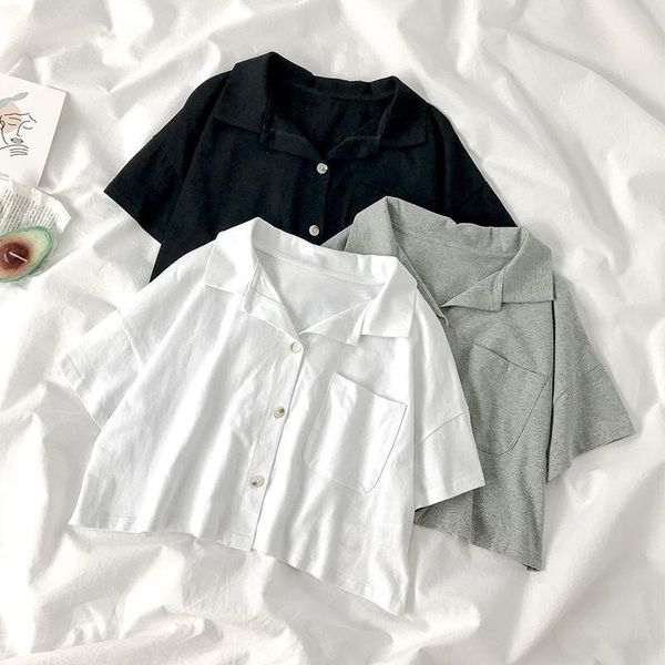 polos crop women summer basic shirts korean y2k pocket button up short sleeve polo shirt loose black white camisas mujer
polos crop women summer basic shirts korean y2k pocket button up short sleeve polo shirt loose black white camisas mujer