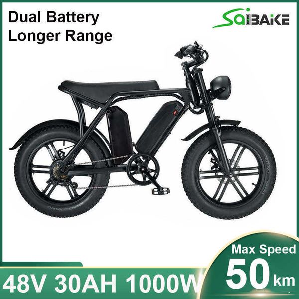 Image of Electric Bicycle Dual Battery 30AH 48V 1000W Electric Bike Electrical Motorcycle Bike Vehicle Motorbike with Rear Rack
