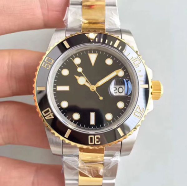 men's watch 40mm two tone k gold color ceramic bezel case glide lock flod clasp stainless steel black designer wristwatches, Slivery;brown
men's watch 40mm two tone k gold color ceramic bezel case glide lock flod clasp stainless steel black designer wristwatches, Slivery;brown