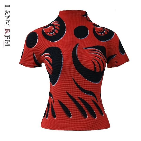 women's tshirt lanmrem color block printting pleated tshirt for women 2023 summer fashion short sleeve slim elastic famale yj774 23051, White
women's tshirt lanmrem color block printting pleated tshirt for women 2023 summer fashion short sleeve slim elastic famale yj774 23051, White