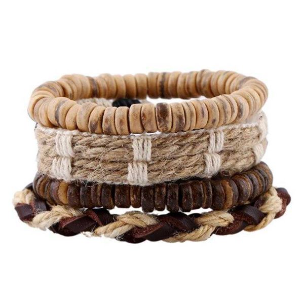 ornament retro set bracelet diy braided leather coconut shell mens hemp rope, Golden;silver
ornament retro set bracelet diy braided leather coconut shell mens hemp rope, Golden;silver