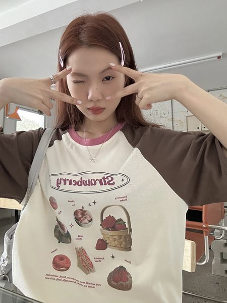 women's tshirt grunge sweet loose contrast color patchwork tshirts summer casual short sleeve vintage funny print all match y2k aesthet, White
women's tshirt grunge sweet loose contrast color patchwork tshirts summer casual short sleeve vintage funny print all match y2k aesthet, White