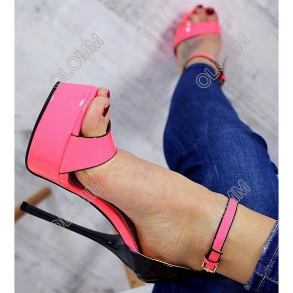 olomm handmade women summer platform sandals patent stiletto heel open toe gorgeous fuchsia yellow green club shoes size 47 52, Black
olomm handmade women summer platform sandals patent stiletto heel open toe gorgeous fuchsia yellow green club shoes size 47 52, Black