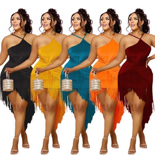 womens clothing designer dress 2023 summer fashion solid neck fringe sleeveless backless one-step skirt 5 colors, Black;gray
womens clothing designer dress 2023 summer fashion solid neck fringe sleeveless backless one-step skirt 5 colors, Black;gray