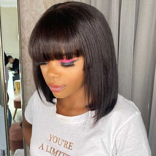 hair wigs short straight bob human with bangs full machine made for black women glueless fringe wig brazilian 230510
hair wigs short straight bob human with bangs full machine made for black women glueless fringe wig brazilian 230510