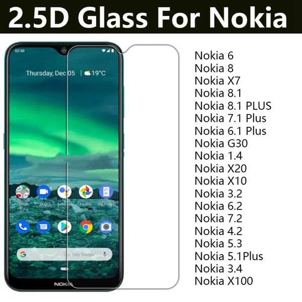 Image of 2.5D Clear Tempered Glass cell Phone Screen Protector for Nokia 6 8 X7 8.1 Plus 7.1 6.1 G30 1.4 X20 X10 Nokia 3.2 6.2 7.2 4.2 5.3 5.1 Plus 3.4 X100