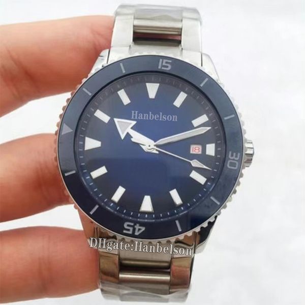 Image of 2023 Design Mens Watches Ceramic bezel Gradient Dial Blue Quartz Wristwatch Steel Band Fitness Wrist Watch