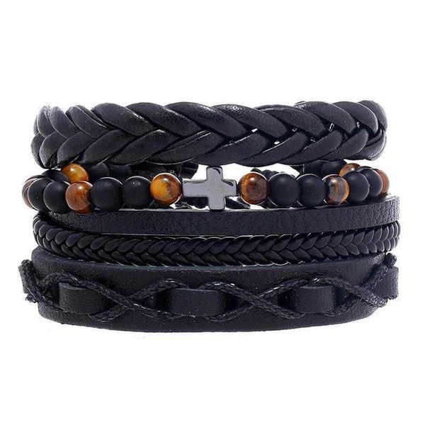 simple handmade woven multi layer leather bracelet diy combination 3 piece black mens personality ornament, Golden;silver
simple handmade woven multi layer leather bracelet diy combination 3 piece black mens personality ornament, Golden;silver