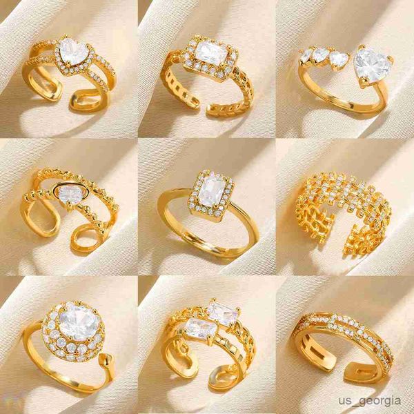 band rings zircon wedding rings for women gold color square heart adjustable stainless steel ring fashion party jewelry gift, Silver
band rings zircon wedding rings for women gold color square heart adjustable stainless steel ring fashion party jewelry gift, Silver