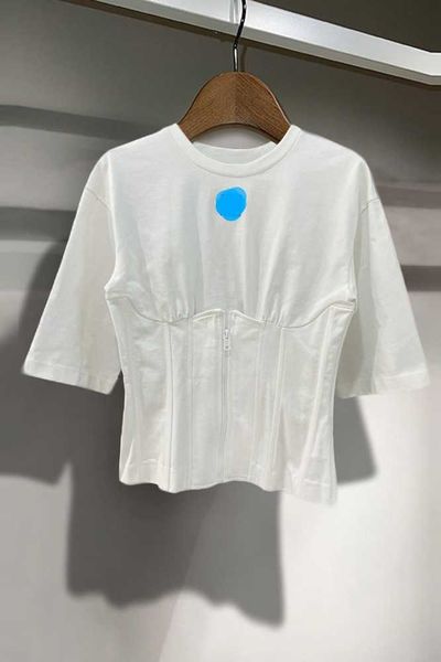 2023 new printed sleeve fishbone splice slim fit short round neck women's t-shirt, White
2023 new printed sleeve fishbone splice slim fit short round neck women's t-shirt, White