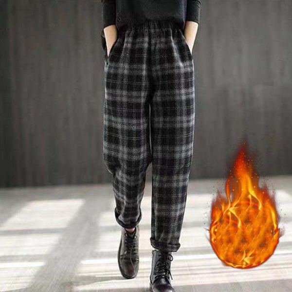 capris rimocy winter thicken black white plaid pants women new warm velvet harem pantalones woman casual loose straight trousers female
capris rimocy winter thicken black white plaid pants women new warm velvet harem pantalones woman casual loose straight trousers female