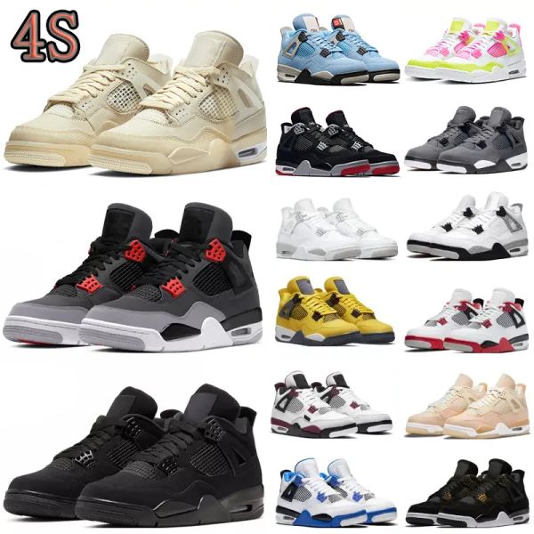 Image of University Blue Jumpman 4 4s mens Basketball Shoes white guava ice oreo sail noir metallic purple black cat bred shimmer cactus jack men women sneakers size 36-46