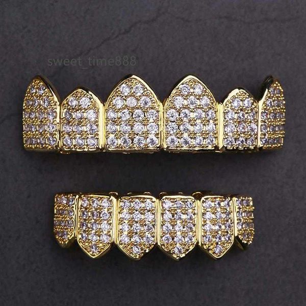 krkc hip hop 14k gold plated zircon bottom grills teeth grillz teeth set, Golden;silver