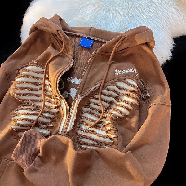 women's jackets lubang kupu kupu y2k zip up hoodie bagian tipis gaya amerika modis musim gugur jaket tahan angin vintage longgar pakaia, Black;brown
women's jackets lubang kupu kupu y2k zip up hoodie bagian tipis gaya amerika modis musim gugur jaket tahan angin vintage longgar pakaia, Black;brown