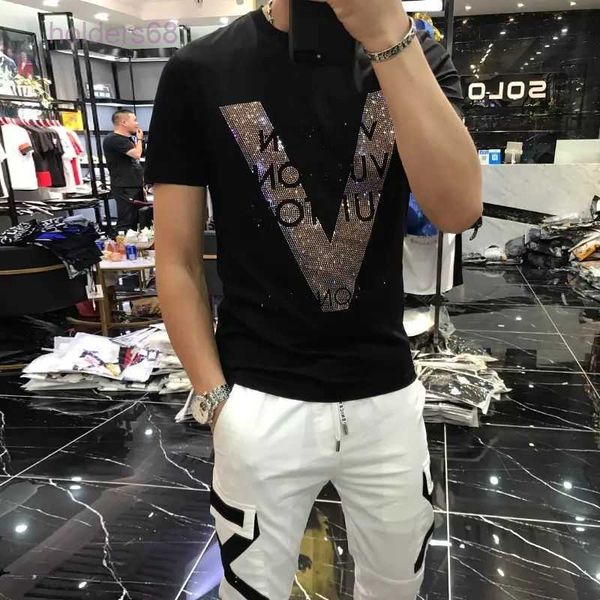 men's t-shirts mercerized cotton v-pattern rhinestone designer male slim casual tees black white fashion trend short sleeve clothes m-4, White;black
men's t-shirts mercerized cotton v-pattern rhinestone designer male slim casual tees black white fashion trend short sleeve clothes m-4, White;black