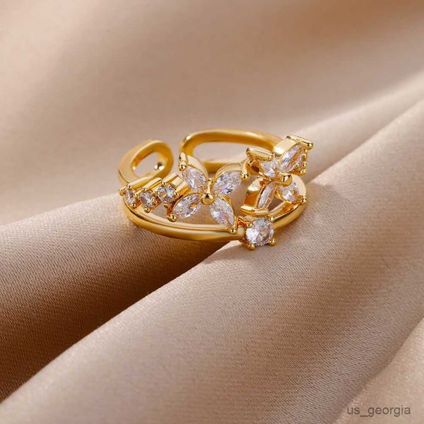 band rings trendy stainless steel gold color love ring for women crystal hoop zircon rings luxury brand jewelry wedding gift, Silver 
band rings trendy stainless steel gold color love ring for women crystal hoop zircon rings luxury brand jewelry wedding gift, Silver