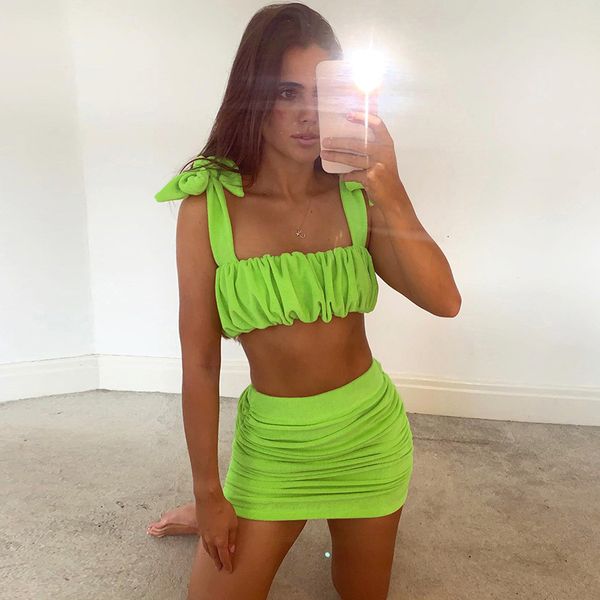 two piece dress women's outfits skirt suit solid color pleated double sides strap sling slim vest + high waist simple two-piece set 230, White
two piece dress women's outfits skirt suit solid color pleated double sides strap sling slim vest + high waist simple two-piece set 230, White