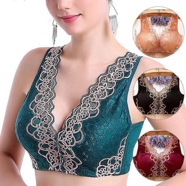 bras support wireless underwear female small breast push up lace adjustment women 230509, Red;black