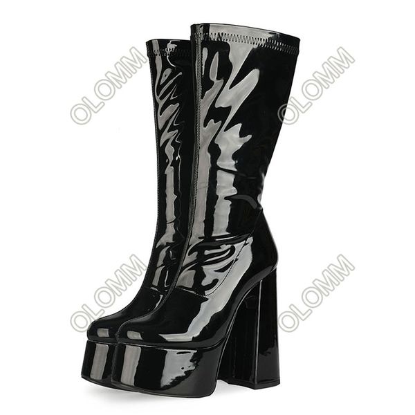olomm handmade women winter mid calf boots patent hoof heel round toe black yellow fuchsia beige party shoes women us size 5-15
olomm handmade women winter mid calf boots patent hoof heel round toe black yellow fuchsia beige party shoes women us size 5-15