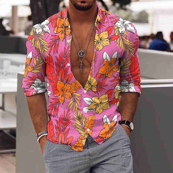 men's casual shirts floral print pink men turn-down collar buttoned shirt long sleeve mens social clothes prom party cardigan y23, White;black
men's casual shirts floral print pink men turn-down collar buttoned shirt long sleeve mens social clothes prom party cardigan y23, White;black