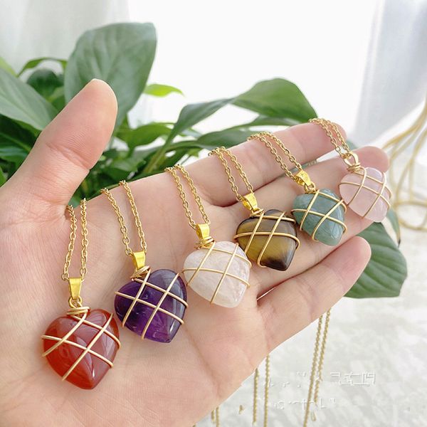 wholesale heart crystals natural stone necklaces pendants women carnelian pink quartz clear amethysts crystal necklace, Silver
wholesale heart crystals natural stone necklaces pendants women carnelian pink quartz clear amethysts crystal necklace, Silver