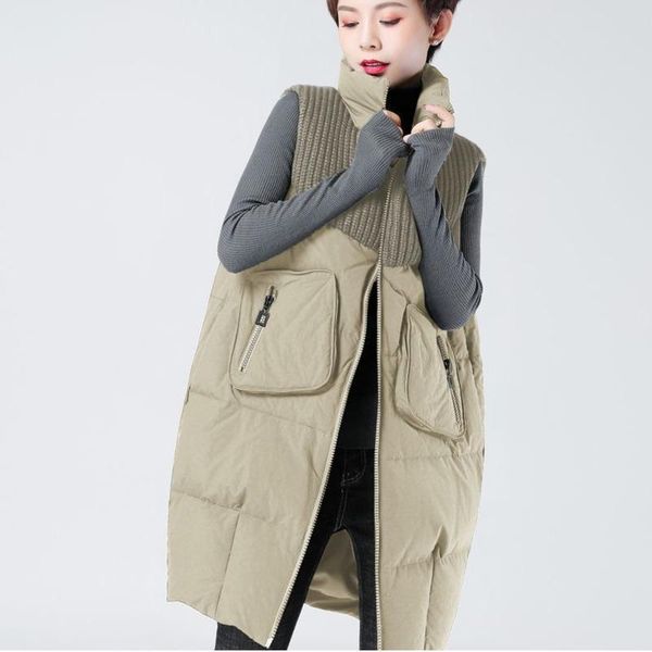 leather autumn winter women's vest coat stitching thickened midlength outwear fashion casual down cotton waistcoat female, Black
leather autumn winter women's vest coat stitching thickened midlength outwear fashion casual down cotton waistcoat female, Black