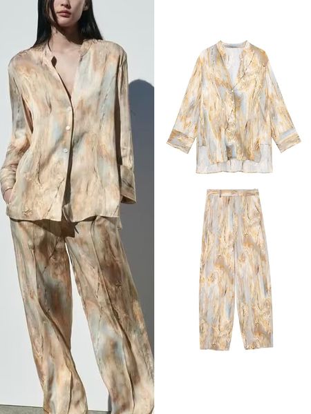 women's two piece pants traf women summer fashion tiedyed blouse sets 2023 single breasted shirts casual printed elastic waist outwear, White
women's two piece pants traf women summer fashion tiedyed blouse sets 2023 single breasted shirts casual printed elastic waist outwear, White