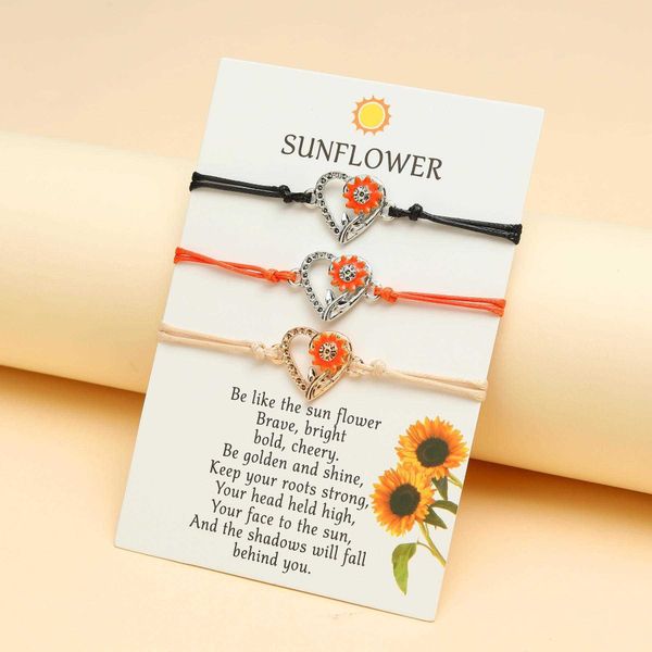 bracelet female personality heart shaped sunflower small fresh alloy dripping oil hand weaving carrying strap, Golden;silver
bracelet female personality heart shaped sunflower small fresh alloy dripping oil hand weaving carrying strap, Golden;silver