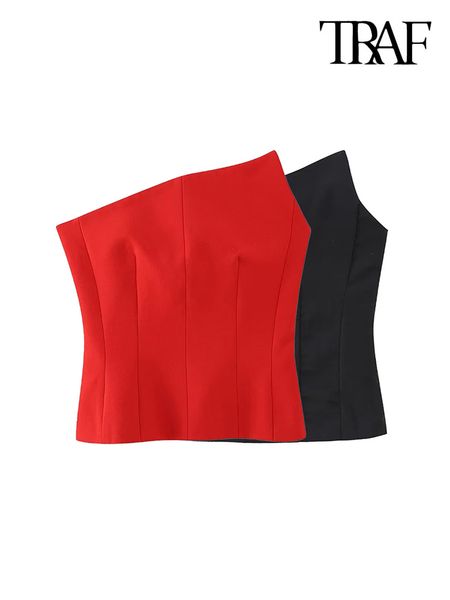 women's tanks camis traf women fashion asymmetric strapless bustier tank vintage exposed shoulders back zipper female mujer 230510, White
women's tanks camis traf women fashion asymmetric strapless bustier tank vintage exposed shoulders back zipper female mujer 230510, White