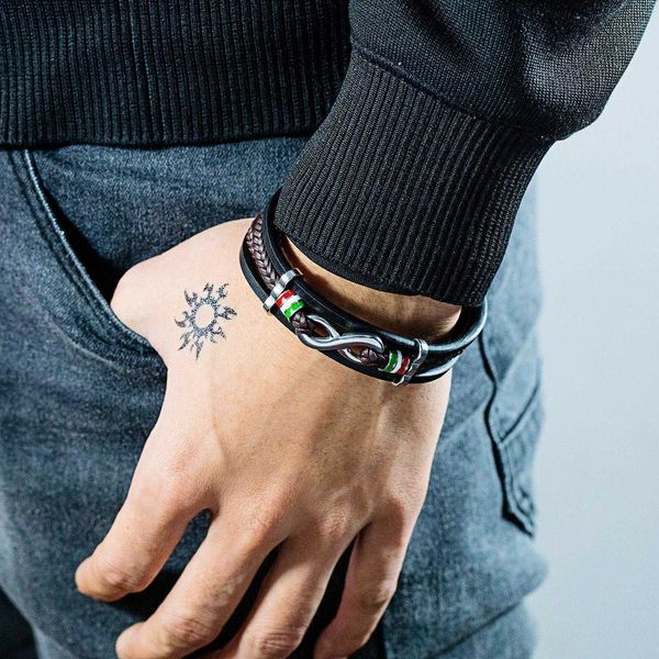 fashion hand woven multi layer leather bracelet infinite 8 words trendy mens hip hop ornament wholesale, Golden;silver
fashion hand woven multi layer leather bracelet infinite 8 words trendy mens hip hop ornament wholesale, Golden;silver