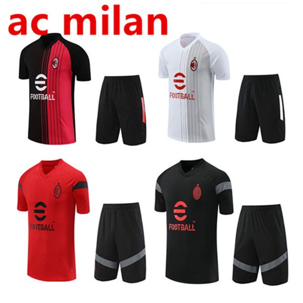Image of 22 23 soccer jerseys AC MILANS tracksuit GIROUD KESSIE TONALI REBIC 2023 2024 milans training suit inter short sleeves Sportswear