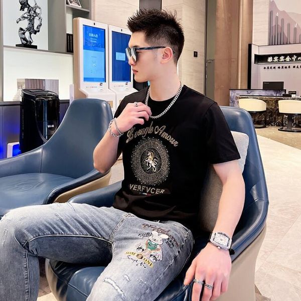 designer 2023 new diamond short sleeve t-shirt men's round neck ice silk cotton breathable and comfortable versatile trendy t-shirt, White;black
designer 2023 new diamond short sleeve t-shirt men's round neck ice silk cotton breathable and comfortable versatile trendy t-shirt, White;black