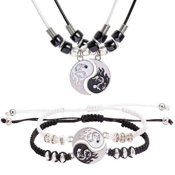 dragon shaped stitching taiji woven couple bracelet gossip totem friends necklace, Golden;silver
dragon shaped stitching taiji woven couple bracelet gossip totem friends necklace, Golden;silver