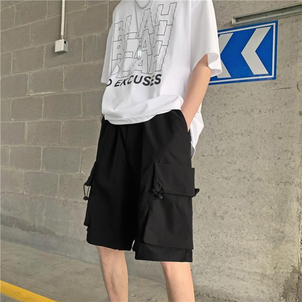 japanese cargo shorts men's summer tide brand ins trend lazy casual pants big pocket straight loose five quarter pants, White;black
japanese cargo shorts men's summer tide brand ins trend lazy casual pants big pocket straight loose five quarter pants, White;black