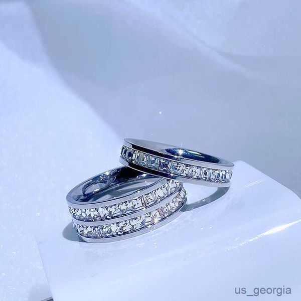band rings double crystal woman fashion ring rose gold color filled titanium steel rings for women female fine jewelry, Silver
band rings double crystal woman fashion ring rose gold color filled titanium steel rings for women female fine jewelry, Silver